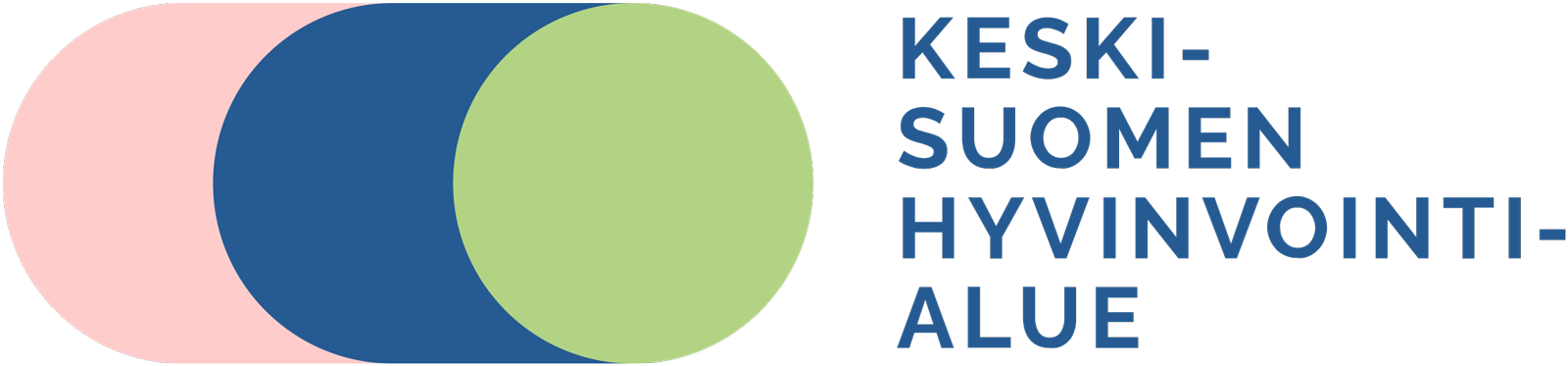 Pinkki-sini-vihreä -pallukka - Keski-Suomen hyvinvointialueen logo.