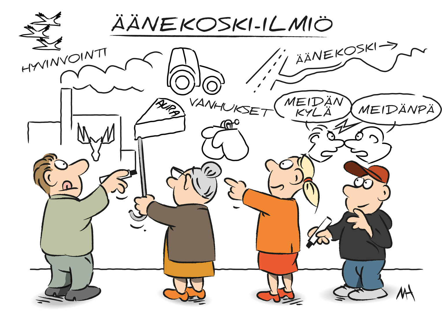 Ilmiön ideointia seinälle